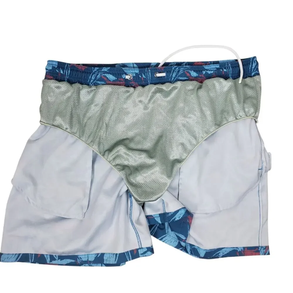 Huk Swim Trunks Mens XL Pursuit Ocean Palms Volley Swim Shorts Mesh Lined 6